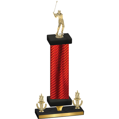 Premium Single Red Carbon Fiber Victory Golf Trophy