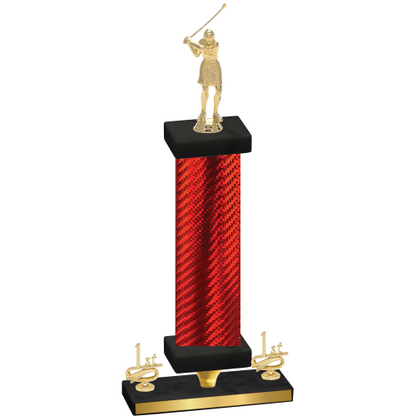 Premium Single Red Carbon Fiber First Place Golf Trophy