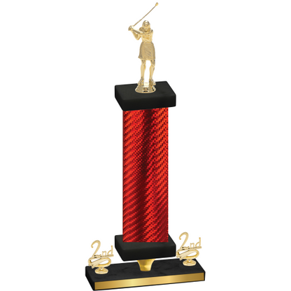 Premium Single Red Carbon Fiber Second Place Golf Trophy