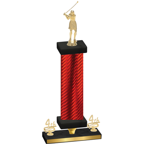 Premium Single Red Carbon Fiber Fourth Place Golf Trophy