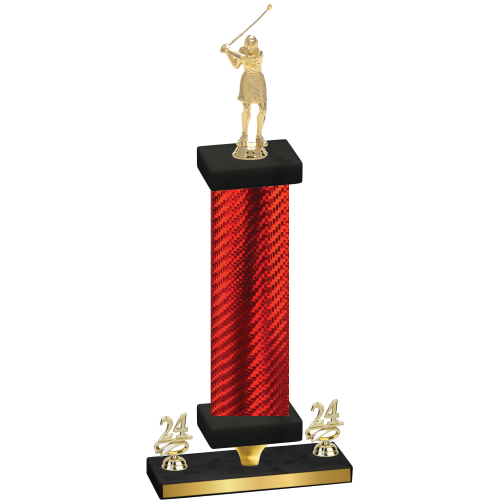 Premium Single Red Carbon Fiber Year Golf Trophy