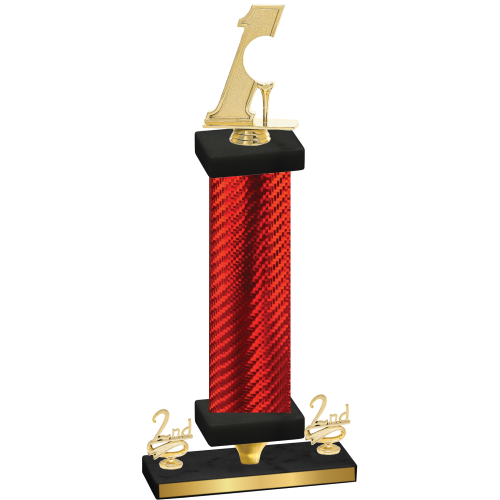 Premium Single Red Carbon Fiber Second Place Golf Trophy