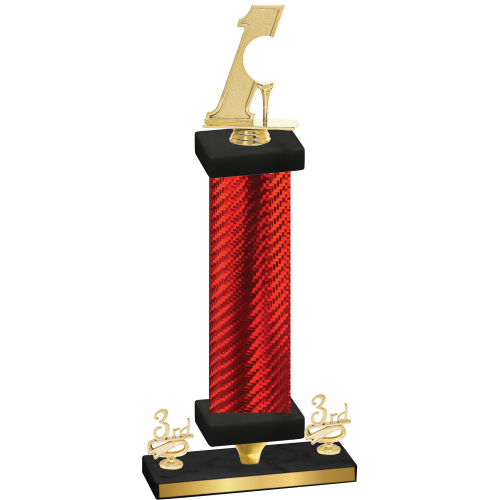 Premium Single Red Carbon Fiber Third Place Golf Trophy