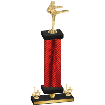 Premium Single Red Carbon Fiber First Place Karate Trophy