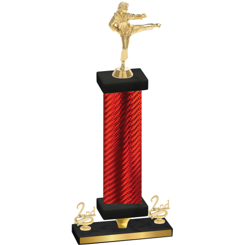 Premium Single Red Carbon Fiber Second Place Karate Trophy