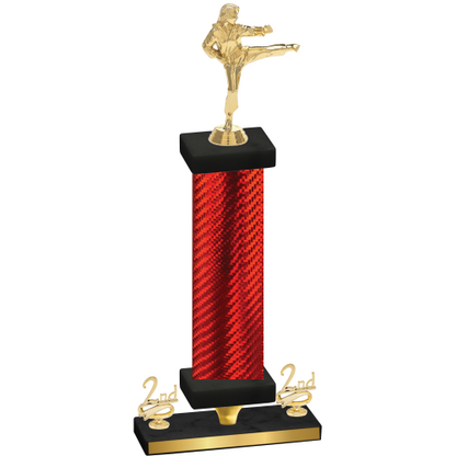 Premium Single Red Carbon Fiber Second Place Karate Trophy