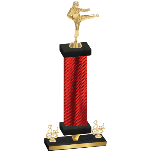 Premium Single Red Carbon Fiber Third Place Karate Trophy