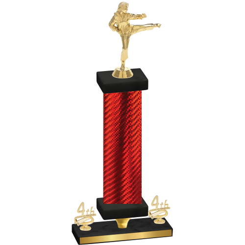 Premium Single Red Carbon Fiber Fourth Place Karate Trophy