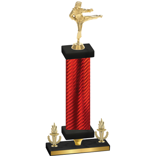 Premium Single Red Carbon Fiber Victory Karate Trophy