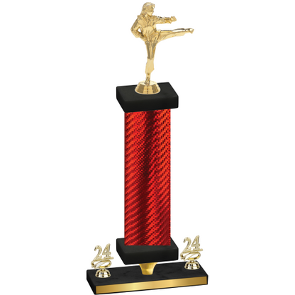 Premium Single Red Carbon Fiber Year Karate Trophy