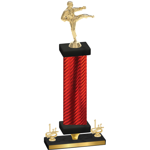 Premium Single Red Carbon Fiber First Place Karate Trophy