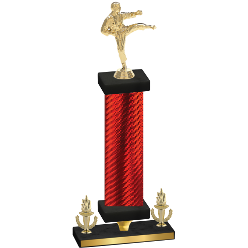 Premium Single Red Carbon Fiber Victory Karate Trophy