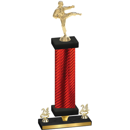 Premium Single Red Carbon Fiber Year Karate Trophy