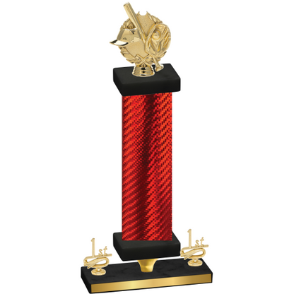 Premium Single Red Carbon Fiber First Place Baseball Trophy