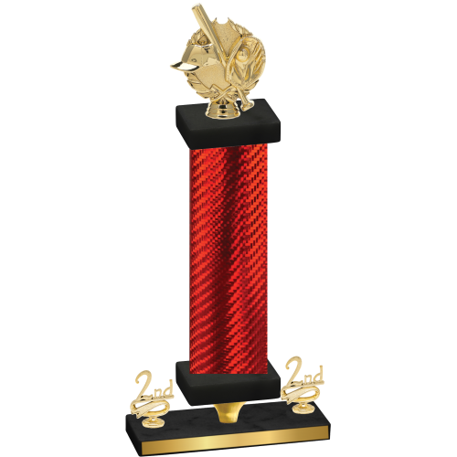 Premium Single Red Carbon Fiber Second Place Baseball Trophy