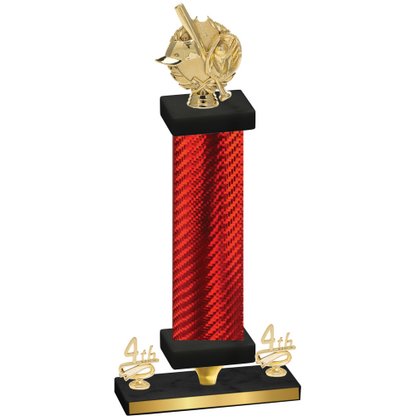 Premium Single Red Carbon Fiber Fourth Place Baseball Trophy