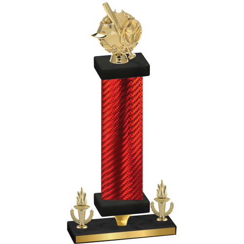 Premium Single Red Carbon Fiber Victory Baseball Trophy