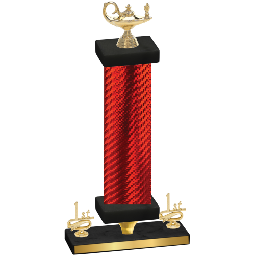 Premium Single Red Carbon Fiber First Place Academics Trophy