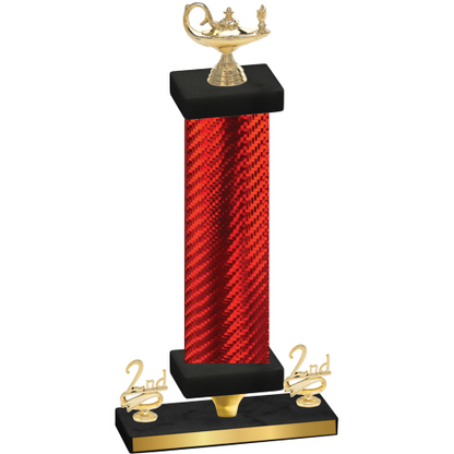 Premium Single Red Carbon Fiber Second Place Academics Trophy