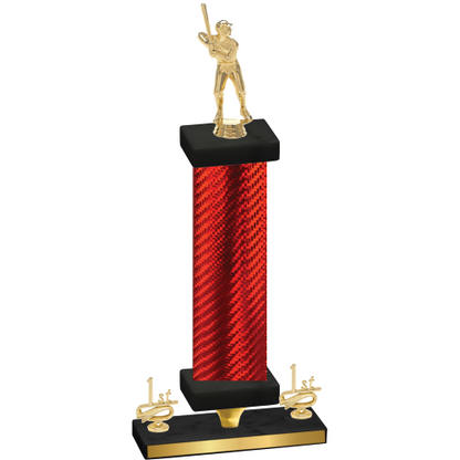 Premium Single Red Carbon Fiber First Place Baseball Trophy