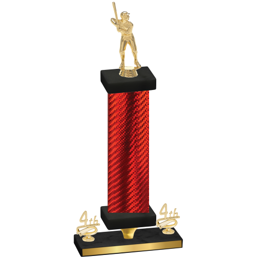 Premium Single Red Carbon Fiber Fourth Place Baseball Trophy