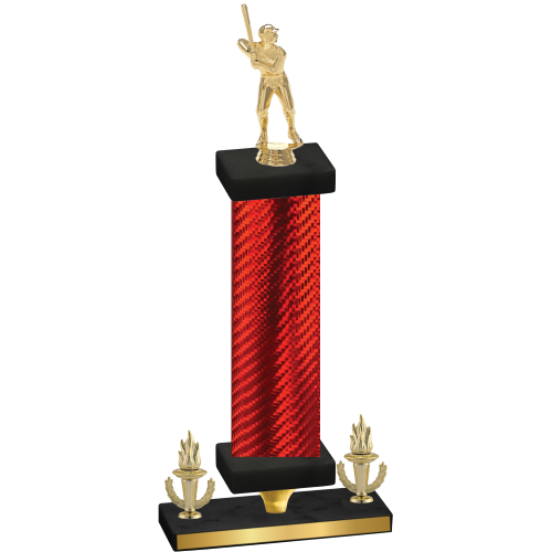 Premium Single Red Carbon Fiber Victory Baseball Trophy