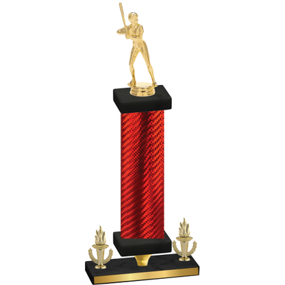 Premium Single Red Carbon Fiber Victory Softball Trophy