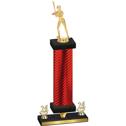 Premium Single Red Carbon Fiber Year Softball Trophy