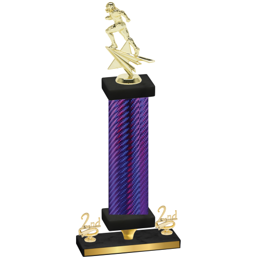 Premium Single Purple Carbon Fiber Second Place Football Trophy