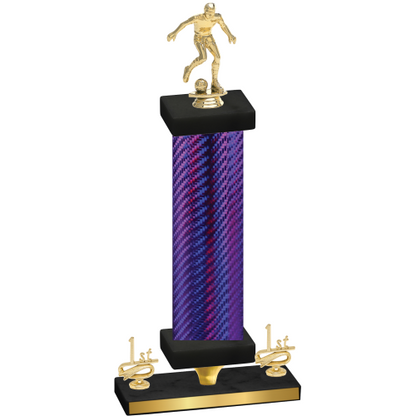 Premium Single Purple Carbon Fiber First Place Soccer Trophy