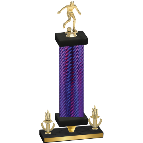 Premium Single Purple Carbon Fiber Victory Soccer Trophy