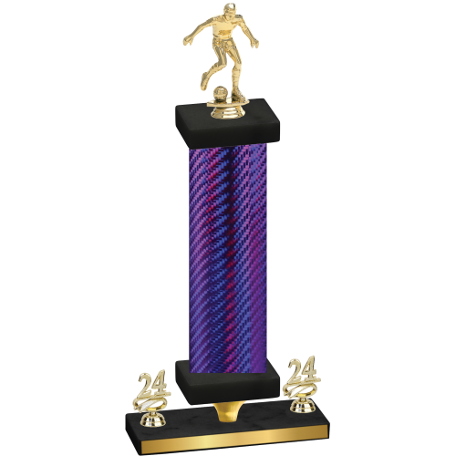 Premium Single Purple Carbon Fiber Year Soccer Trophy