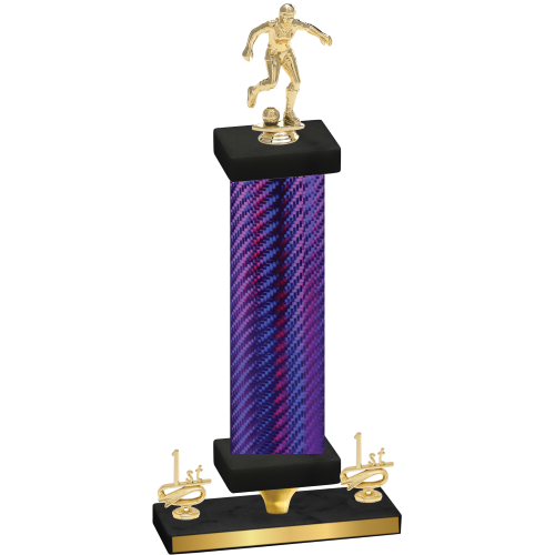 Premium Single Purple Carbon Fiber First Place Soccer Trophy