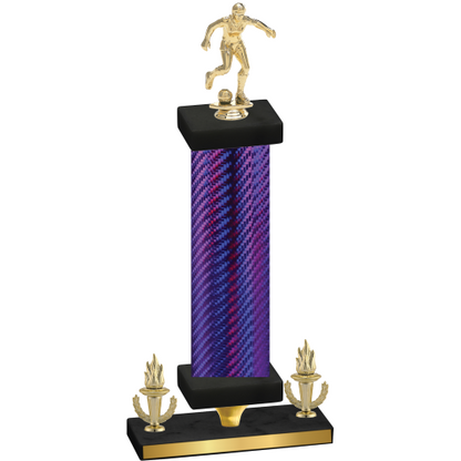 Premium Single Purple Carbon Fiber Victory Soccer Trophy