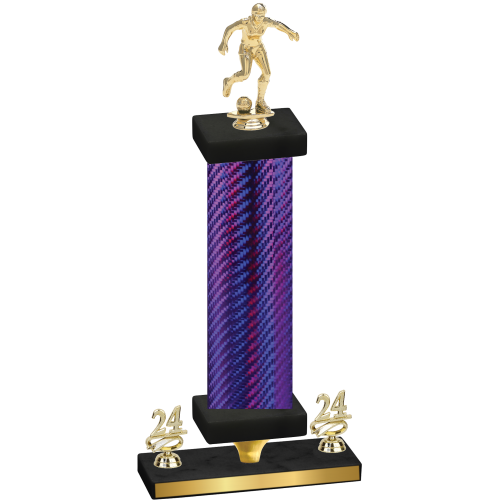 Premium Single Purple Carbon Fiber Year Soccer Trophy