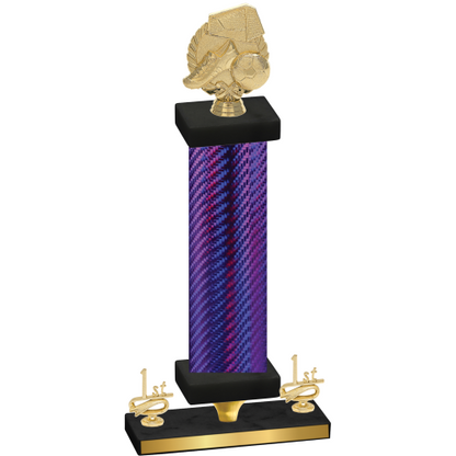 Premium Single Purple Carbon Fiber First Place Soccer Trophy