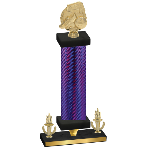 Premium Single Purple Carbon Fiber Victory Soccer Trophy