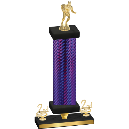 Premium Single Purple Carbon Fiber Second Place Rugby Trophy