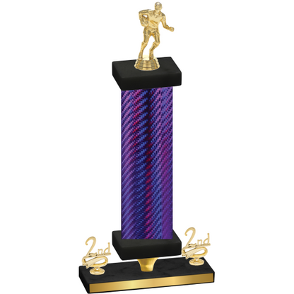 Premium Single Purple Carbon Fiber Second Place Rugby Trophy