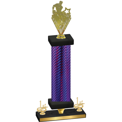 Premium Single Purple Carbon Fiber First Place Rugby Trophy