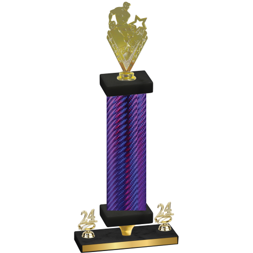 Premium Single Purple Carbon Fiber Year Rugby Trophy