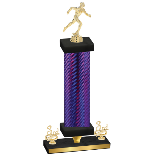 Premium Single Purple Carbon Fiber Third Place Running Trophy