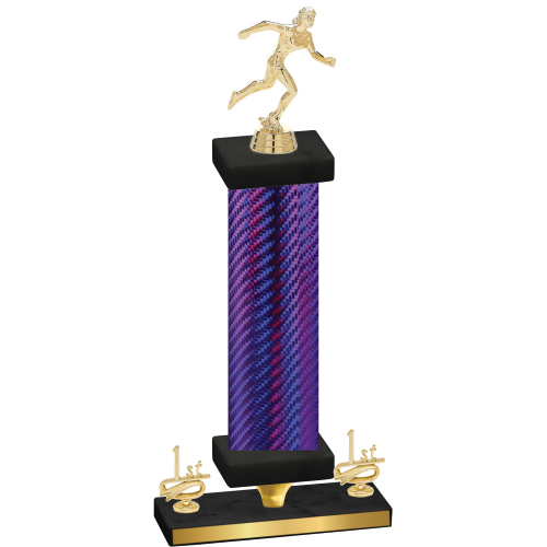 Premium Single Purple Carbon Fiber First Place Running Trophy