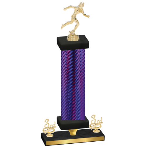 Premium Single Purple Carbon Fiber Third Place Running Trophy