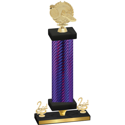 Premium Single Purple Carbon Fiber Second Place Running Trophy