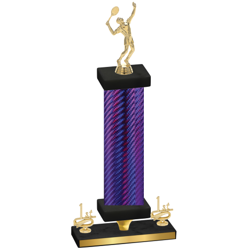 Premium Single Purple Carbon Fiber First Place Tennis Trophy