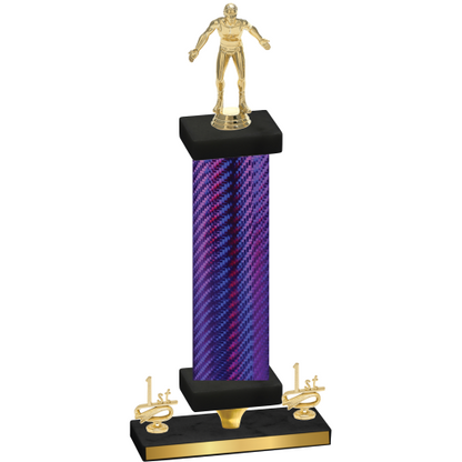 Premium Single Purple Carbon Fiber First Place Wrestling Trophy