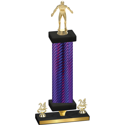 Premium Single Purple Carbon Fiber Year Wrestling Trophy