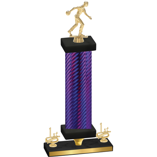 Premium Single Purple Carbon Fiber First Place Bowling Trophy