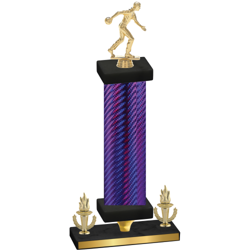 Premium Single Purple Carbon Fiber Victory Bowling Trophy